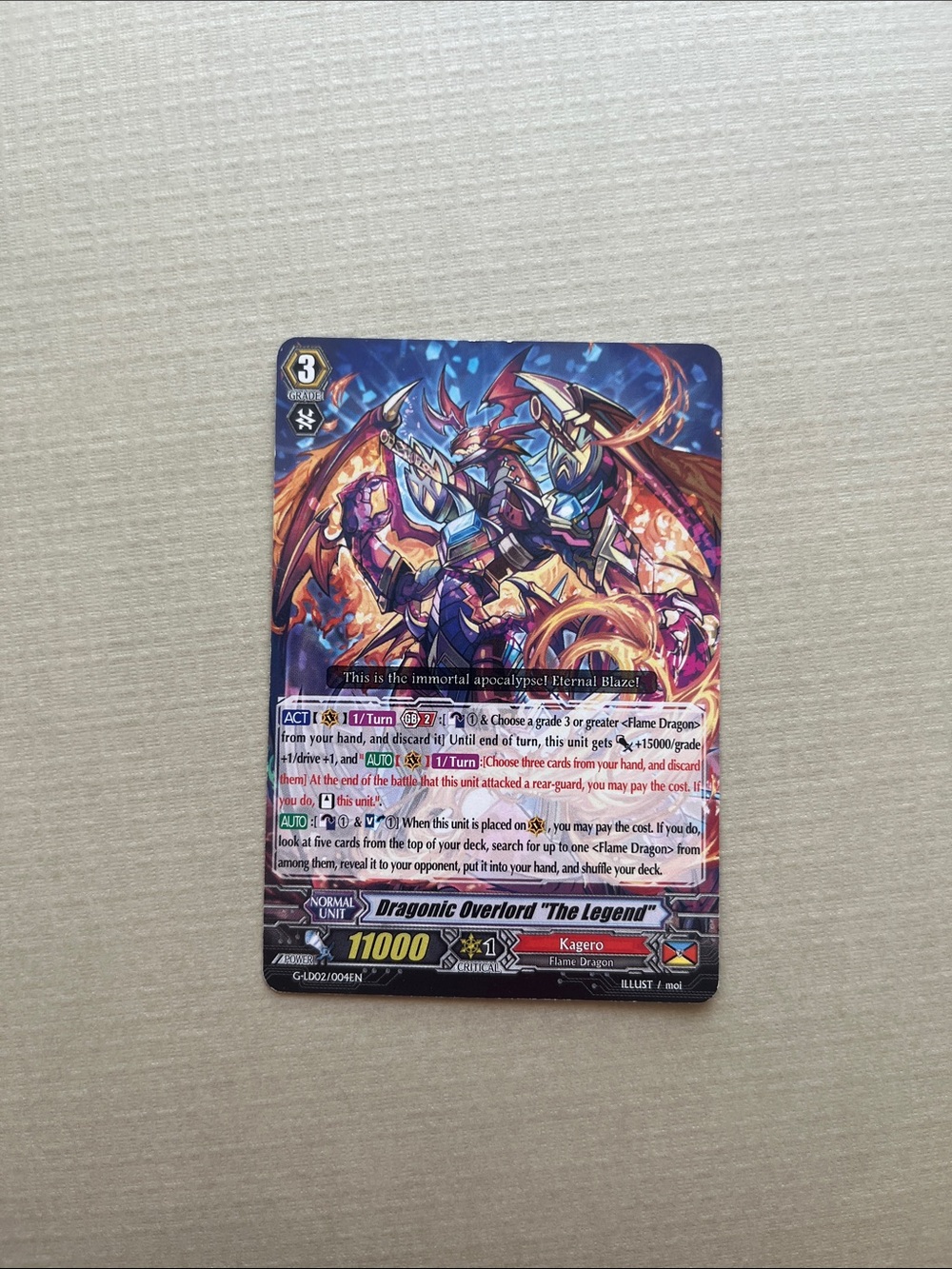 Draconic Overlord "The Legend" - Vanguard Trading Card